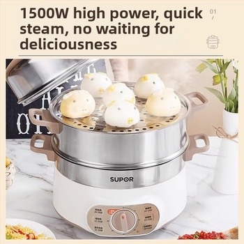 Supor gătitor electric cu aburi, 3 niveluri, control mecanic, 1500W, vas interior din oțel inoxidabil, model ZN28YK807