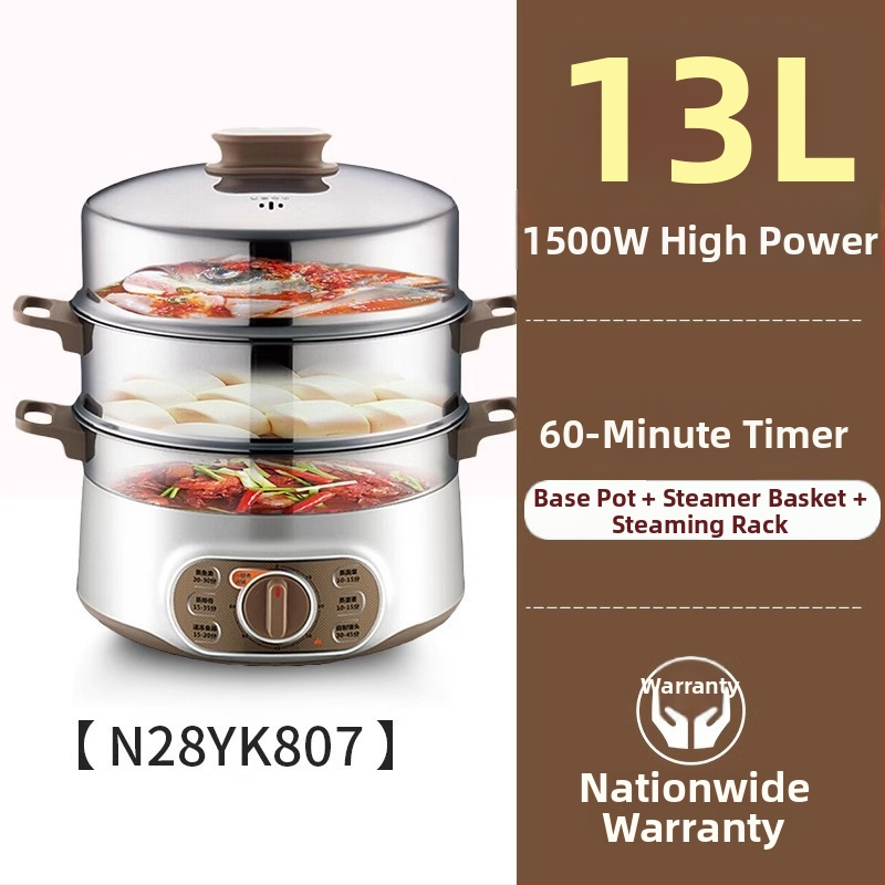 Supor gătitor electric cu aburi, 3 niveluri, control mecanic, 1500W, vas interior din oțel inoxidabil, model ZN28YK807