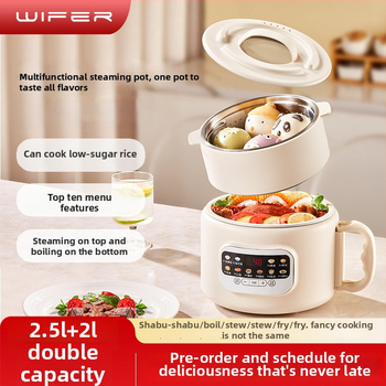 WIFER oală de gătit orez și aburi all-in-one, cu interior email ceramic glazurat, 3L, model Xh-d 30-2, 800W, control microcomputer, funcții: temporizare, orez în oală de lut, rezervare, gătire cu conținut scăzut de zahăr