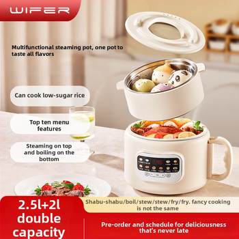 WIFER oală de gătit orez și aburi all-in-one, cu interior email ceramic glazurat, 3L, model Xh-d 30-2, 800W, control microcomputer, funcții: temporizare, orez în oală de lut, rezervare, gătire cu conținut scăzut de zahăr