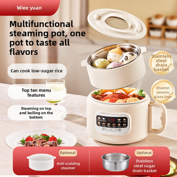 WIFER oală de gătit orez și aburi all-in-one, cu interior email ceramic glazurat, 3L, model Xh-d 30-2, 800W, control microcomputer, funcții: temporizare, orez în oală de lut, rezervare, gătire cu conținut scăzut de zahăr