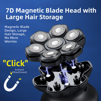 Aparat de ras fără fir pentru cap, complet lavabil, rezistent la apă, lamă din oțel inoxidabil, baterie încorporată 50–100 mAh