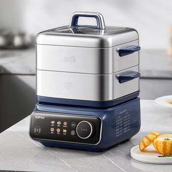 Supor aburitor electric, trei niveluri din oțel inox, capacitate peste 10 L, control tactil, 2100W