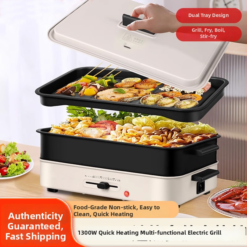 Viacúčelový hrniec s grilom a odnímateľným horúcim hrncom, 1201–1500 W, objem 4–5 L, telo z liateho železa