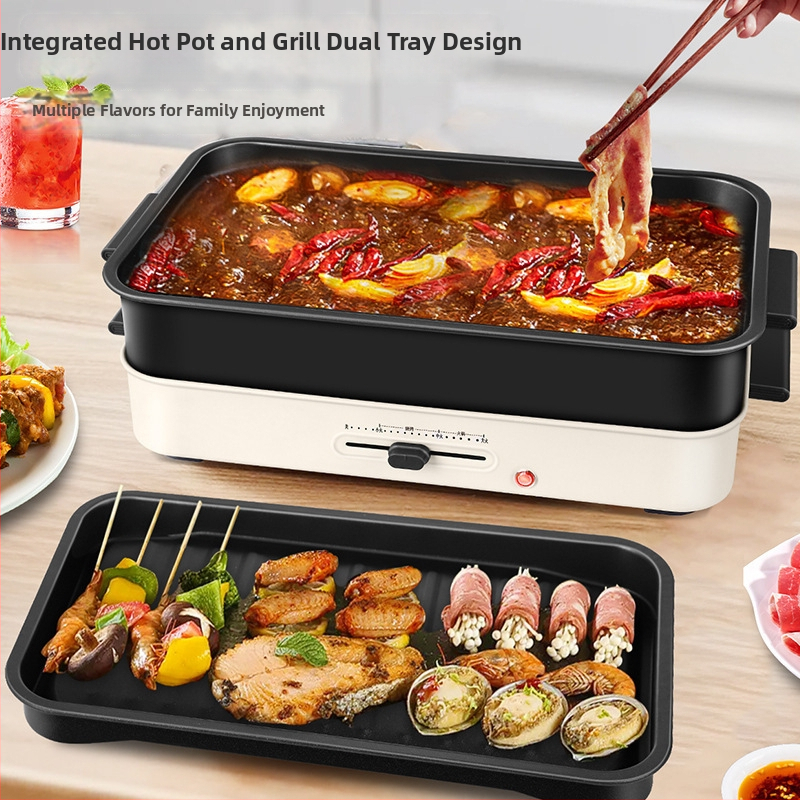 Viacúčelový hrniec s grilom a odnímateľným horúcim hrncom, 1201–1500 W, objem 4–5 L, telo z liateho železa