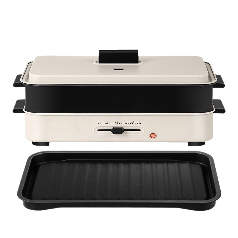 Višenamjenski lonac za kuhanje s grillom i odvojivim vrućim loncem, 1201–1500 W, kapacitet 4–5 L, kućište od lijevanog željeza