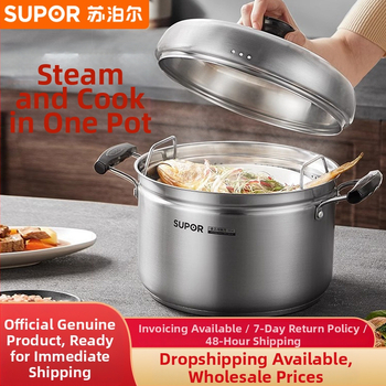 Parný hrniec z 304 nehrdzavejúcej ocele, trojvrstvové dno, pokrievka z nehrdzavejúcej ocele s kaleným sklom, univerzálny pre plynový a indukčný sporák