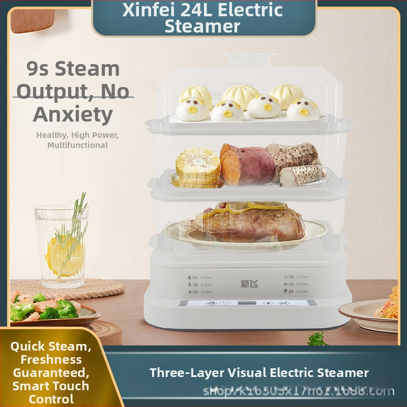 Elektrický parný hrniec s tromi alebo viac úrovňami, kapacita nad 10 l, dotykové ovládanie, výkon 800 W