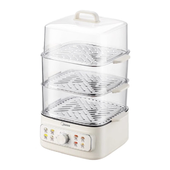 Paravar electric Midea cu patru straturi, capacitate mare peste 10 litri, 1200W, 220V, 50Hz, tavă de aburi din oțel inoxidabil + fund antiaderent, pentru 4-5 persoane