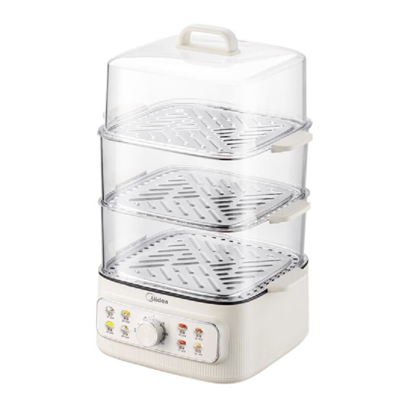 Paravar electric Midea cu patru straturi, capacitate mare peste 10 litri, 1200W, 220V, 50Hz, tavă de aburi din oțel inoxidabil + fund antiaderent, pentru 4-5 persoane