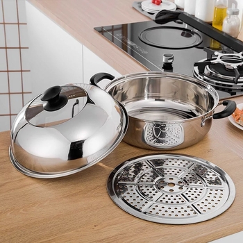 Parni lonac s visokim poklopcem, od nehrđajućeg čelika 201, otporan na hrđu, s jednim dnom, kompatibilan s plinskim štednjakom