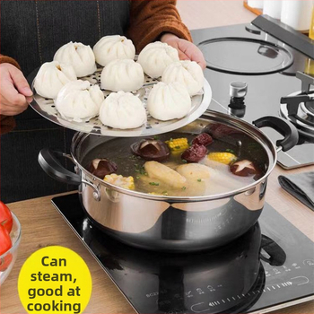 Parný hrniec s vysokým viečkom, z nehrdzavejúcej ocele 201, odolný voči korózii, jednovrstvé dno, kompatibilný s plynovou platňou