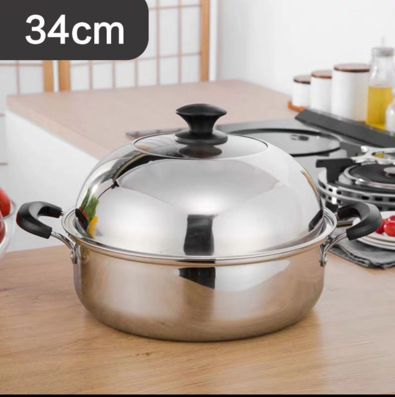 Parni lonac s visokim poklopcem, od nehrđajućeg čelika 201, otporan na hrđu, s jednim dnom, kompatibilan s plinskim štednjakom