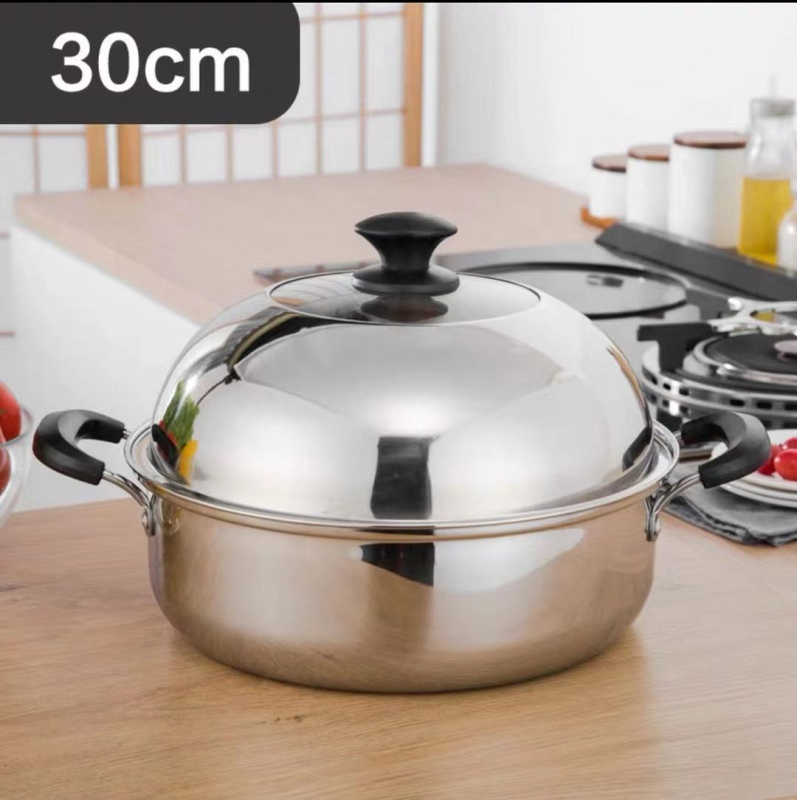 Parni lonac s visokim poklopcem, od nehrđajućeg čelika 201, otporan na hrđu, s jednim dnom, kompatibilan s plinskim štednjakom