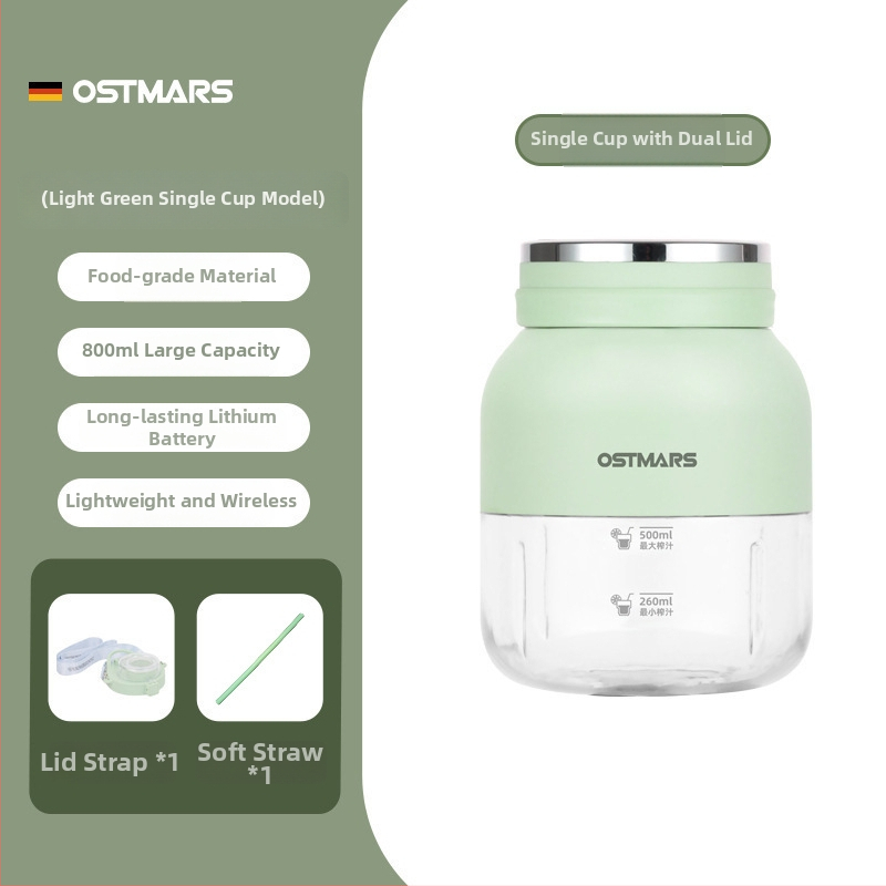 OSTMARS prijenosni sokovnik u obliku čaše s ugrađenom baterijom; snaga 80W, maksimalna brzina 18000 rpm, kapacitet 401–600 mL, više od pet oštrih noževa