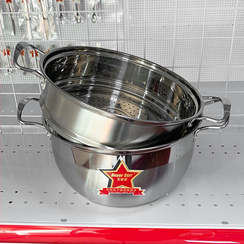 Trojposchodový parný hrniec z nehrdzavejúcej ocele 201, hĺbka 28,2 cm, vhodný na bežný sporák