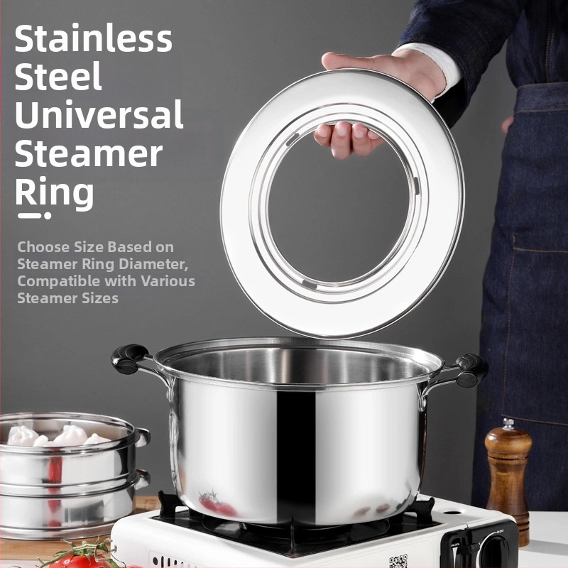 Nerezový parný hrniec na dumplings, model 001, 1 vrstva, spodné dno s jedným dielom, kompatibilný s bežnými platňami