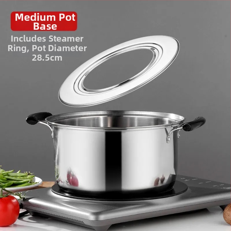 Nerezový parný hrniec na dumplings, model 001, 1 vrstva, spodné dno s jedným dielom, kompatibilný s bežnými platňami