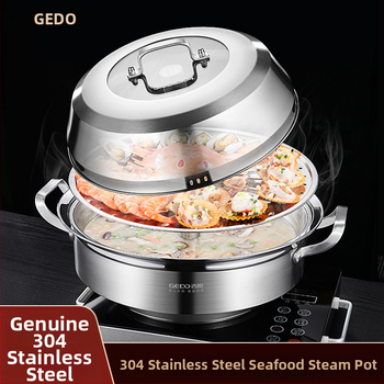 Parný hrniec, 3–poschodový, z 304 nerezovej ocele, obsahuje dve parné misky a jednu saunovú misu, bez dymu, vhodný na plynový varič