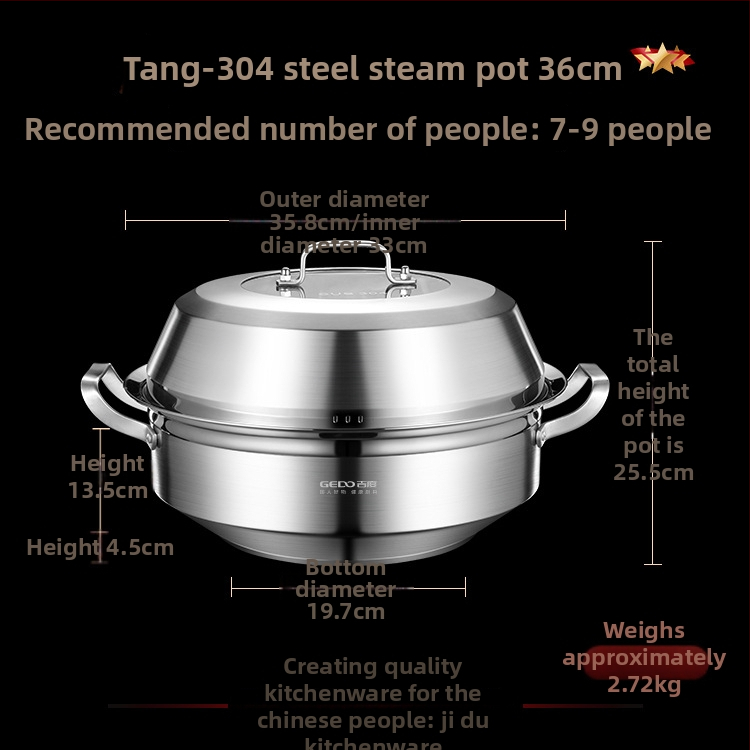 Parný hrniec, 3–poschodový, z 304 nerezovej ocele, obsahuje dve parné misky a jednu saunovú misu, bez dymu, vhodný na plynový varič