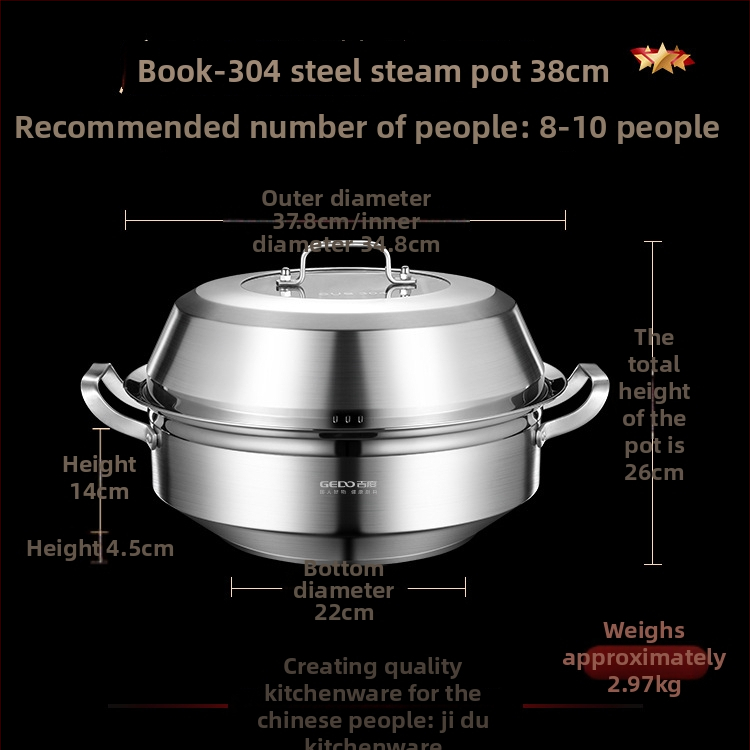 Parný hrniec, 3–poschodový, z 304 nerezovej ocele, obsahuje dve parné misky a jednu saunovú misu, bez dymu, vhodný na plynový varič