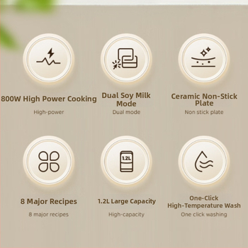 Domáci viacfunkčný stroj na sójové mlieko, 1,2 L kapacita, dotykový displej, časovač, horúce a studené varenie