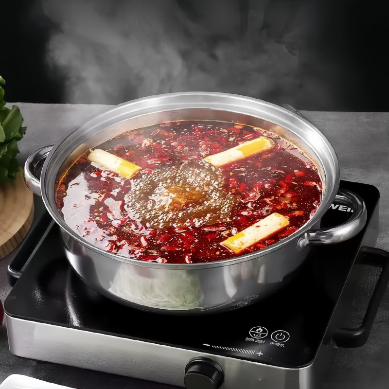 Nehrđajući čelik, trostruki parni lonac s velikim kapacitetom, stakleni poklopac, kompatibilan s indukcijskim pločama