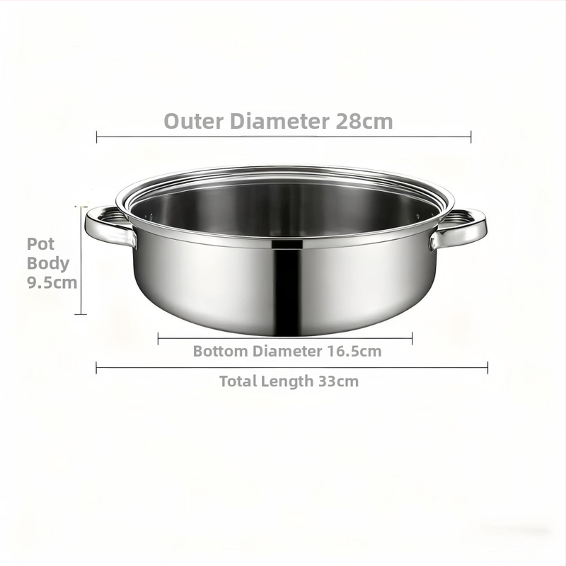 Nerezový trojposchodový parný hrniec z nehrdzavejúcej ocele, veľká kapacita, sklenené veko, kompatibilný s indukčnou platňou