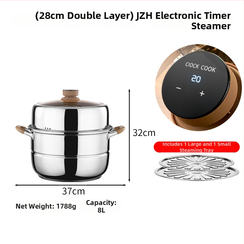 Parný hrniec s 3 vrstvami z 304 nerezovej ocele, sklenená pokrievka, kompatibilný s indukciou