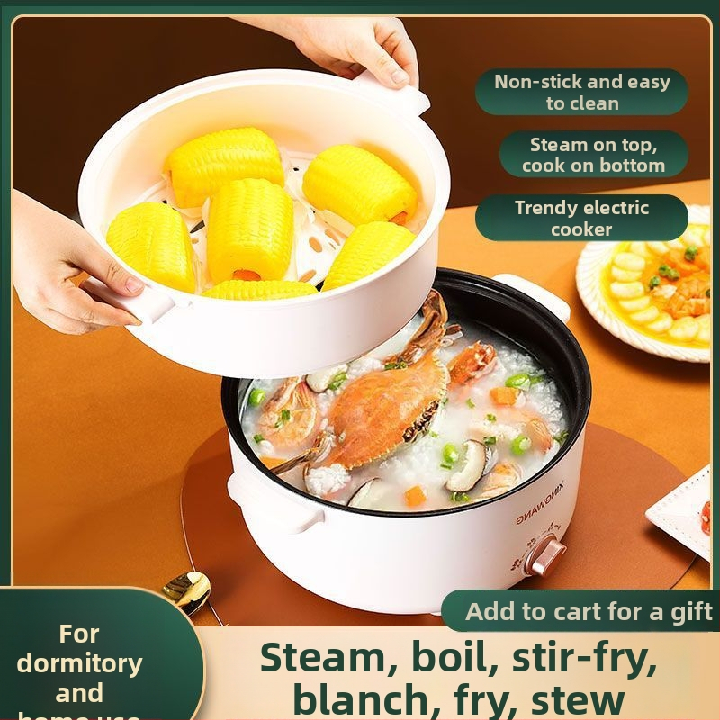 Мултифункционален електрически горещ съд, капацитет 2–3 л, вътрешен съд от медицински камък, мощност до 800 W, функция пара, анти-сухо изгаряне