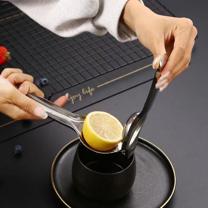 Storcător manual de lămâi din oțel inoxidabil cu filtru, design modern și simplu, cu logo
