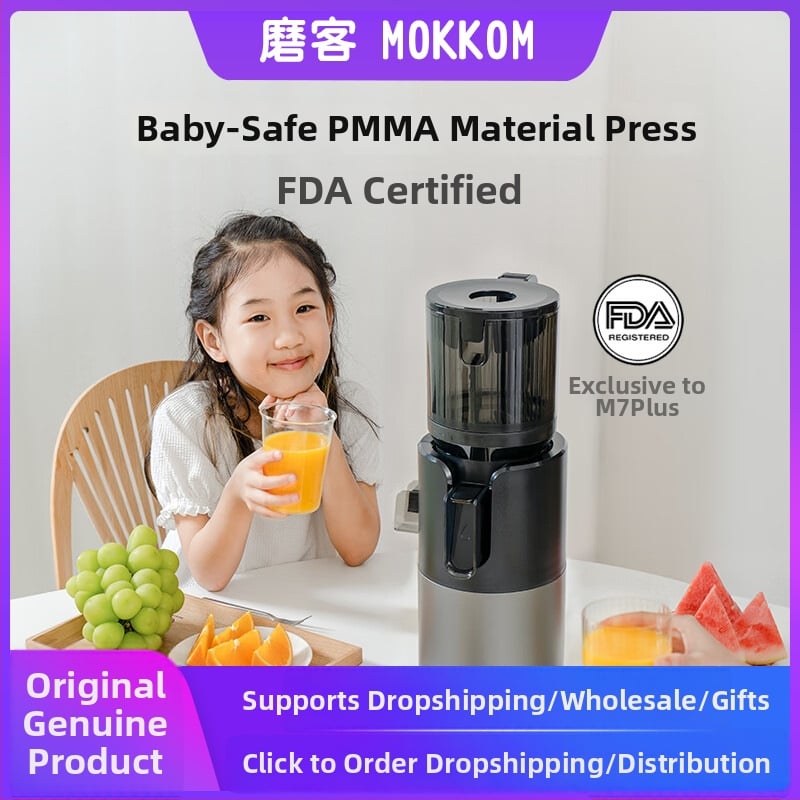 Moke M7Plus sokovnik, vertikalan dizajn s odjeljivanjem pulpe kroz vijčani ekstruder, kapacitet 1,4 L, 80 rpm, 200 W