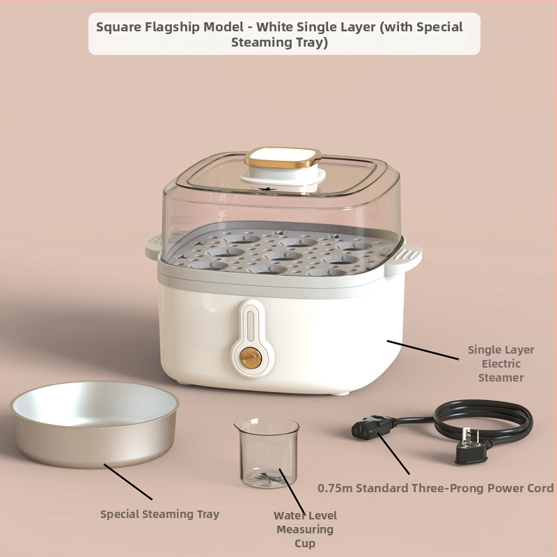 Ηλεκτρικός ατμομάγειρας με δύο επίπεδα, χωρητικότητα κάτω από 6 λίτρα, 220V, 200/300W, εσωτερικός κάδος από PP κατάλληλο για τρόφιμα