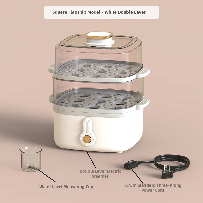 Ηλεκτρικός ατμομάγειρας με δύο επίπεδα, χωρητικότητα κάτω από 6 λίτρα, 220V, 200/300W, εσωτερικός κάδος από PP κατάλληλο για τρόφιμα