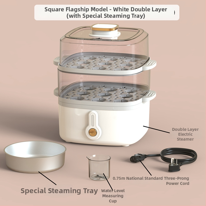 Ηλεκτρικός ατμομάγειρας με δύο επίπεδα, χωρητικότητα κάτω από 6 λίτρα, 220V, 200/300W, εσωτερικός κάδος από PP κατάλληλο για τρόφιμα