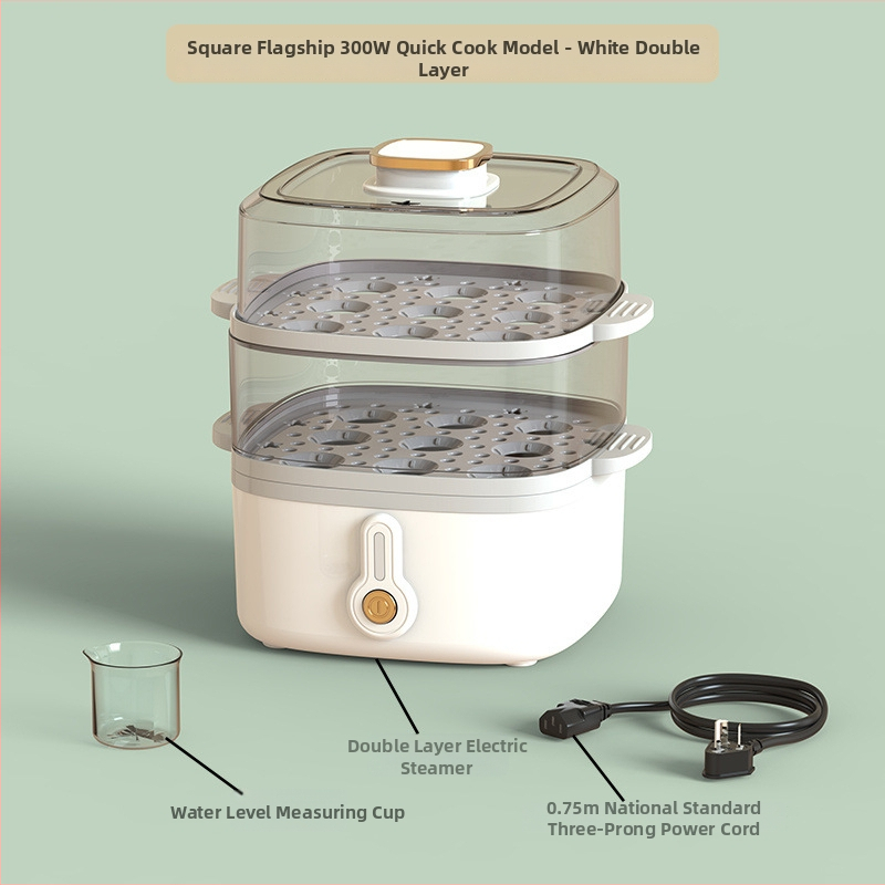 Ηλεκτρικός ατμομάγειρας με δύο επίπεδα, χωρητικότητα κάτω από 6 λίτρα, 220V, 200/300W, εσωτερικός κάδος από PP κατάλληλο για τρόφιμα
