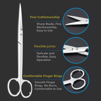 Nerezové chirurgické nožnice na odstránenie stehů, zahnutý hrot, nožnice na gázu a obväzy, značka Chuangyue