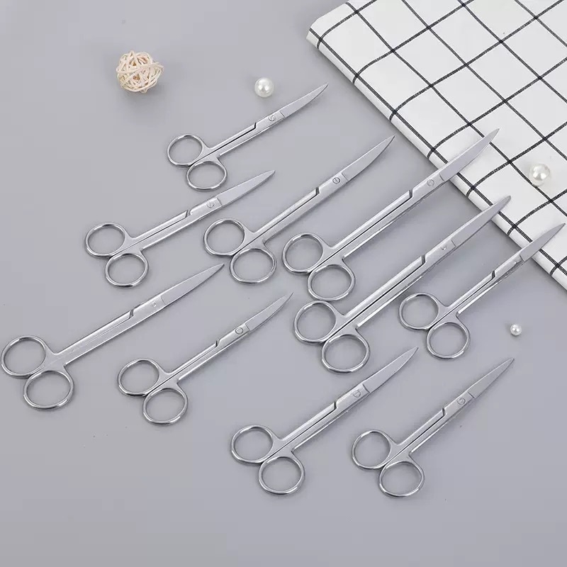 Rozsdamentes acél sebészeti szövetolló varratszedésre, görbült vég, géz- és kötszer olló, márka Chuangyue