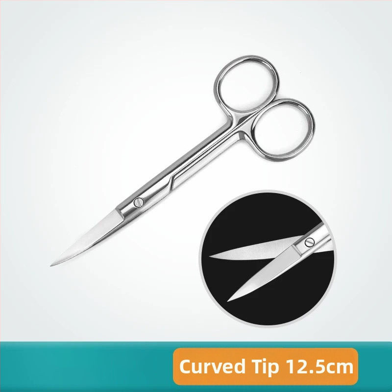 Nerezové chirurgické nožnice na odstránenie stehů, zahnutý hrot, nožnice na gázu a obväzy, značka Chuangyue