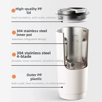 Prenosný stroj na sójové mlieko s skleneným telom, výkonom 300 W, objem pod 1 l, dotykové ovládanie.