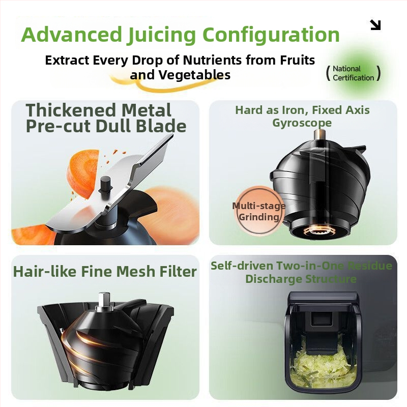 Sapphire domáci odšťavovač — ABS telo, až 200 W, výstup šťavy 401–600 ml, maximálna rýchlosť 12 000 rpm, nádoba na dužinu až 500 ml