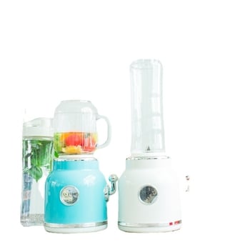 Retro sokovnik s dvostrukim čašama, kompaktni automatski, lako za čišćenje — 18000 rpm, 4 oštrice, PC prehrambena plastika unutarnja posuda, 401–600 ml, 220V