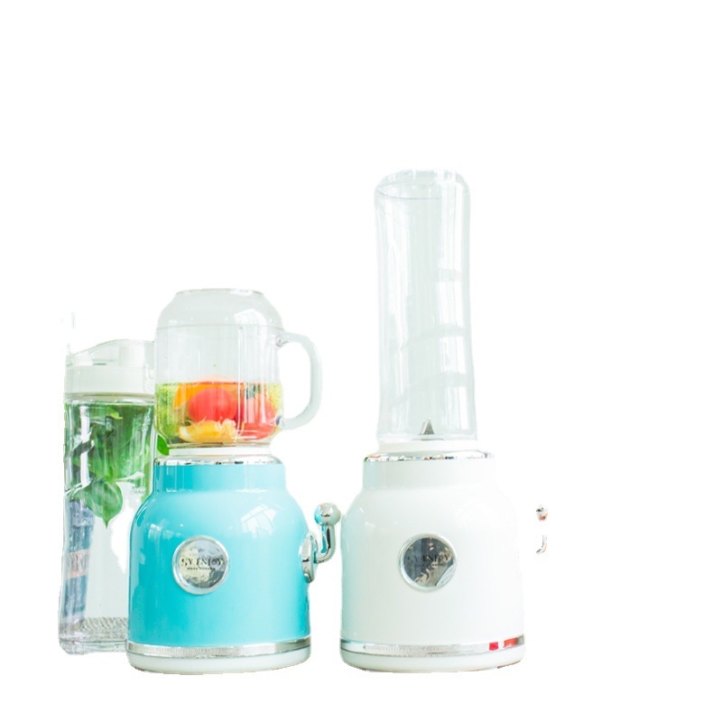 Retro sokovnik s dvostrukim čašama, kompaktni automatski, lako za čišćenje — 18000 rpm, 4 oštrice, PC prehrambena plastika unutarnja posuda, 401–600 ml, 220V