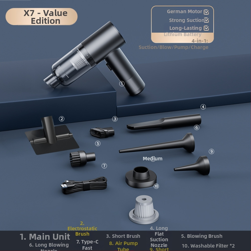 Φορητός ασύρματος χειρολαβικός σκουπιστήρας για γάτες, αναρρόφηση 20000 Pa, ισχύς 90 W, επαναφορτιζόμενο, πλενόμενος κάδος σκόνης