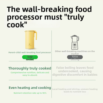 Vysokorýchlostný kuchynský mixér s rozbíjaním buniek, izolované ohrev, dotykové ovládanie, objem 0,6–0,8 l, tichý chod