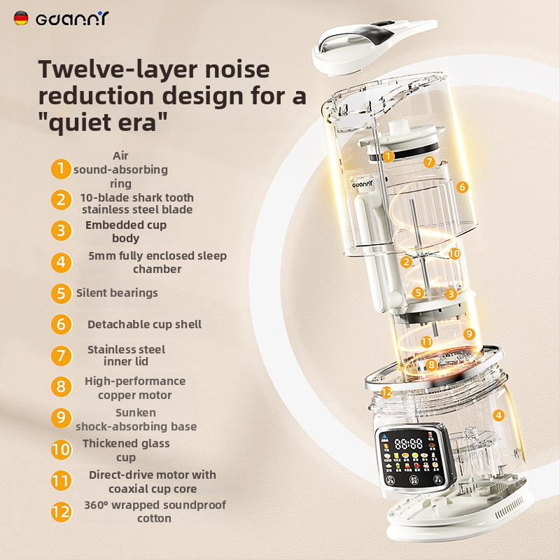 Домашен блендер, напълно автоматичен и тих, нов модел 2026, капацитет 1.2 л, соево мляко без пулпа
