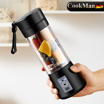 Prenosiva mini sokovnica s USB bežičnim napajanjem, 75W, 18000 rpm, 400 ml, ugrađena baterija, 5+ oštrica