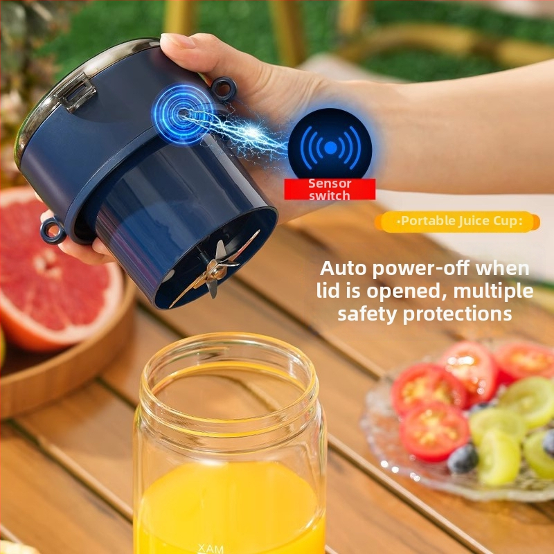 Prijenosna čaša za cijedjenje s visokim borosilikatnim staklom, 80W, 18000 rpm, 5+ oštrica, kapacitet 400 ml, punjiva baterija