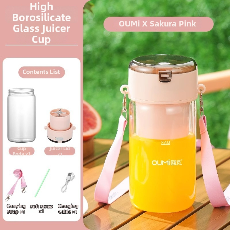 Prijenosna čaša za cijedjenje s visokim borosilikatnim staklom, 80W, 18000 rpm, 5+ oštrica, kapacitet 400 ml, punjiva baterija
