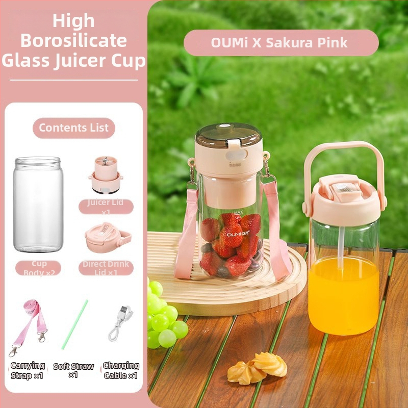 Prijenosna čaša za cijedjenje s visokim borosilikatnim staklom, 80W, 18000 rpm, 5+ oštrica, kapacitet 400 ml, punjiva baterija